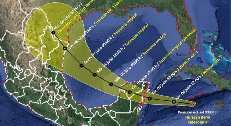 Huracán «Beryl» impactará Quintana Roo como categoría 2