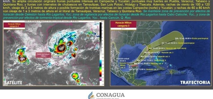Huracán «Milton»: avanza como categoría 2 y afecta el sur y sureste de México